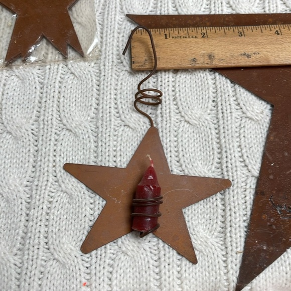 Primitive star lot 15 pcs. (14 metal 1 twig/grapevine) 6 can be hung rusty decor - Picture 4 of 6